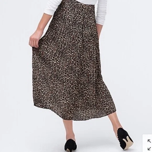 J. Crew Pleated Leopard Midi Skirt - Picture 6 of 9